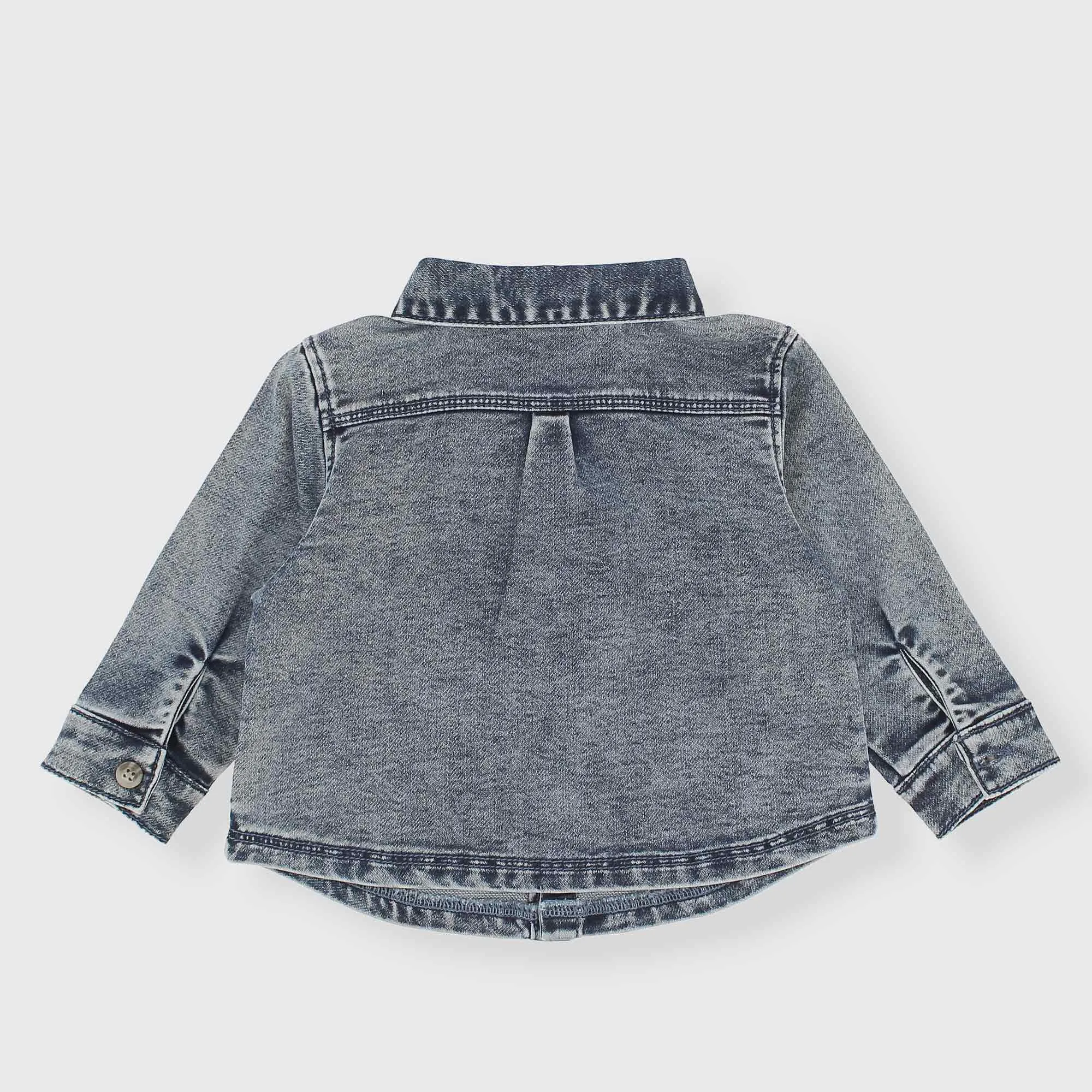 Overshirt in jeans da neonato, BLU            