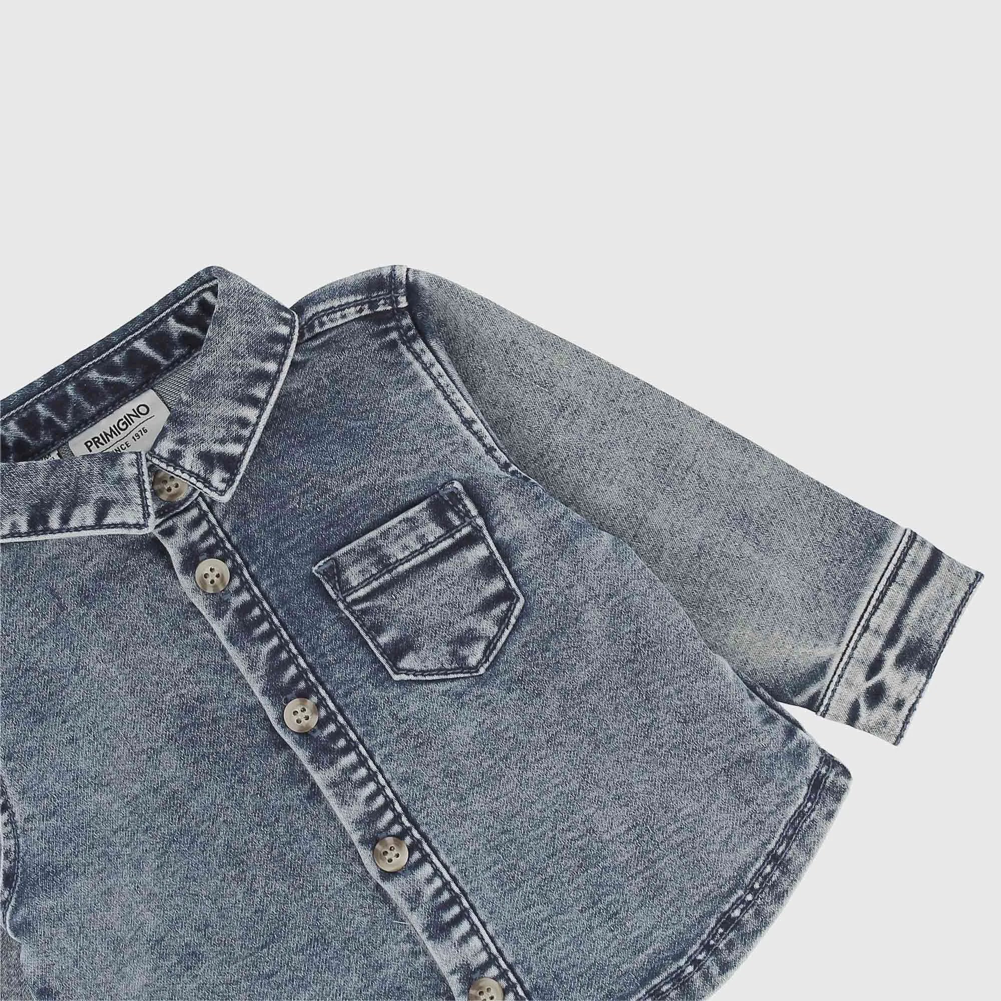 Overshirt in jeans da neonato, BLU            