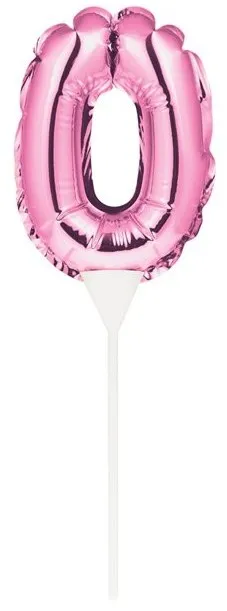 Palloncino numero 0 rosa decorazione torta 13cm