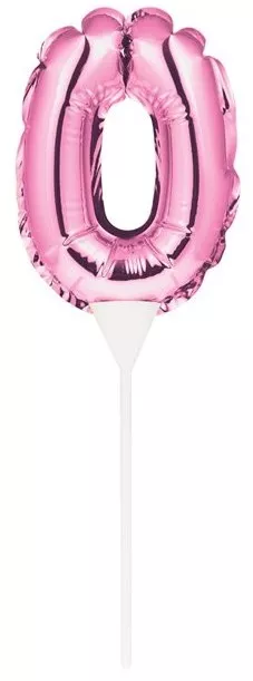 Palloncino numero 0 rosa decorazione torta 13cm