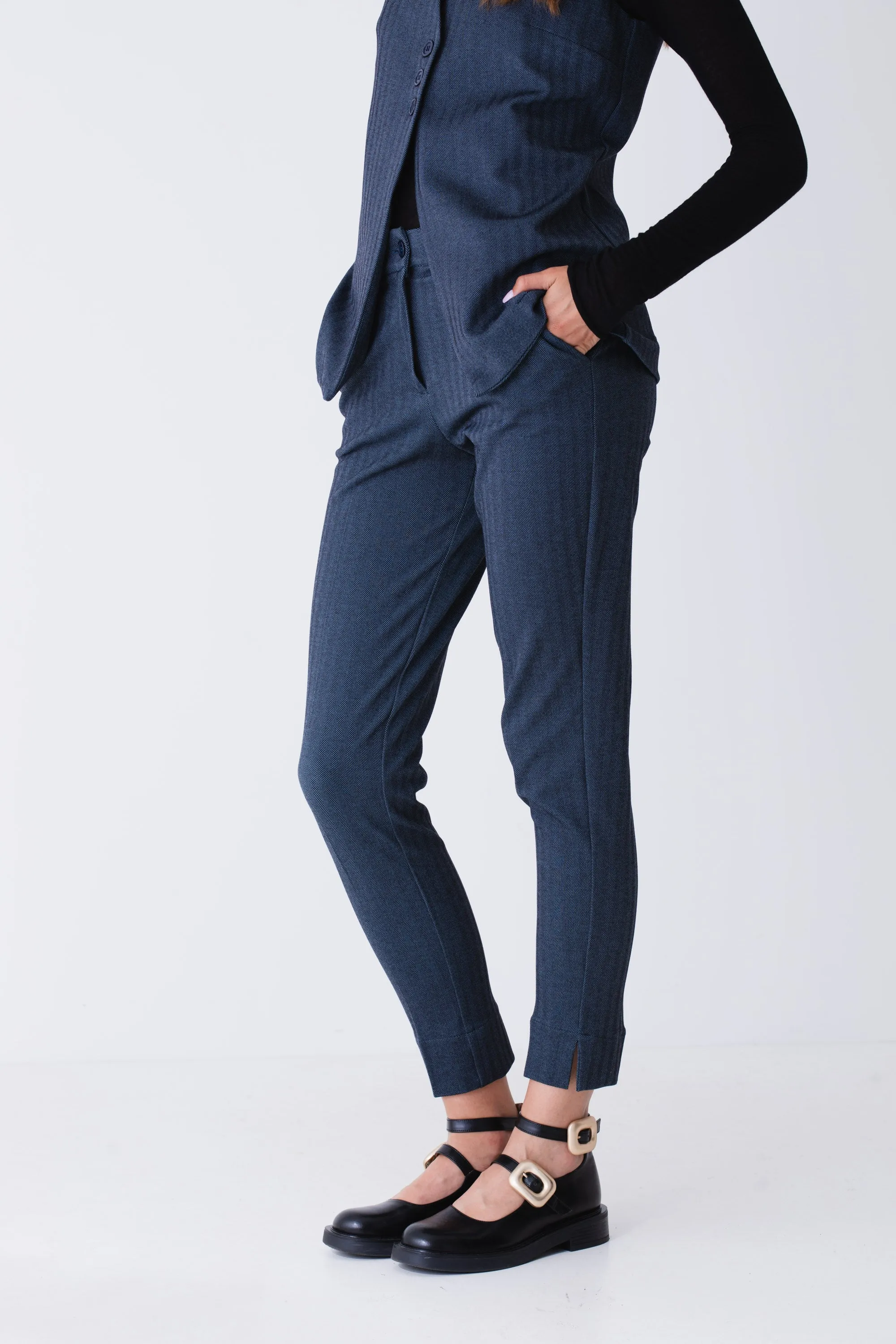 Pantalone dritto in tessuto spinato - FW25