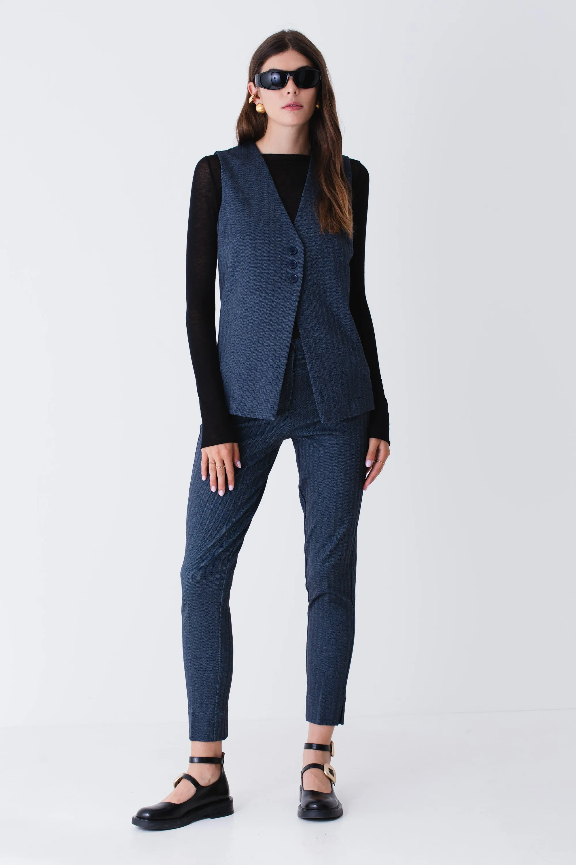 Pantalone dritto in tessuto spinato - FW25