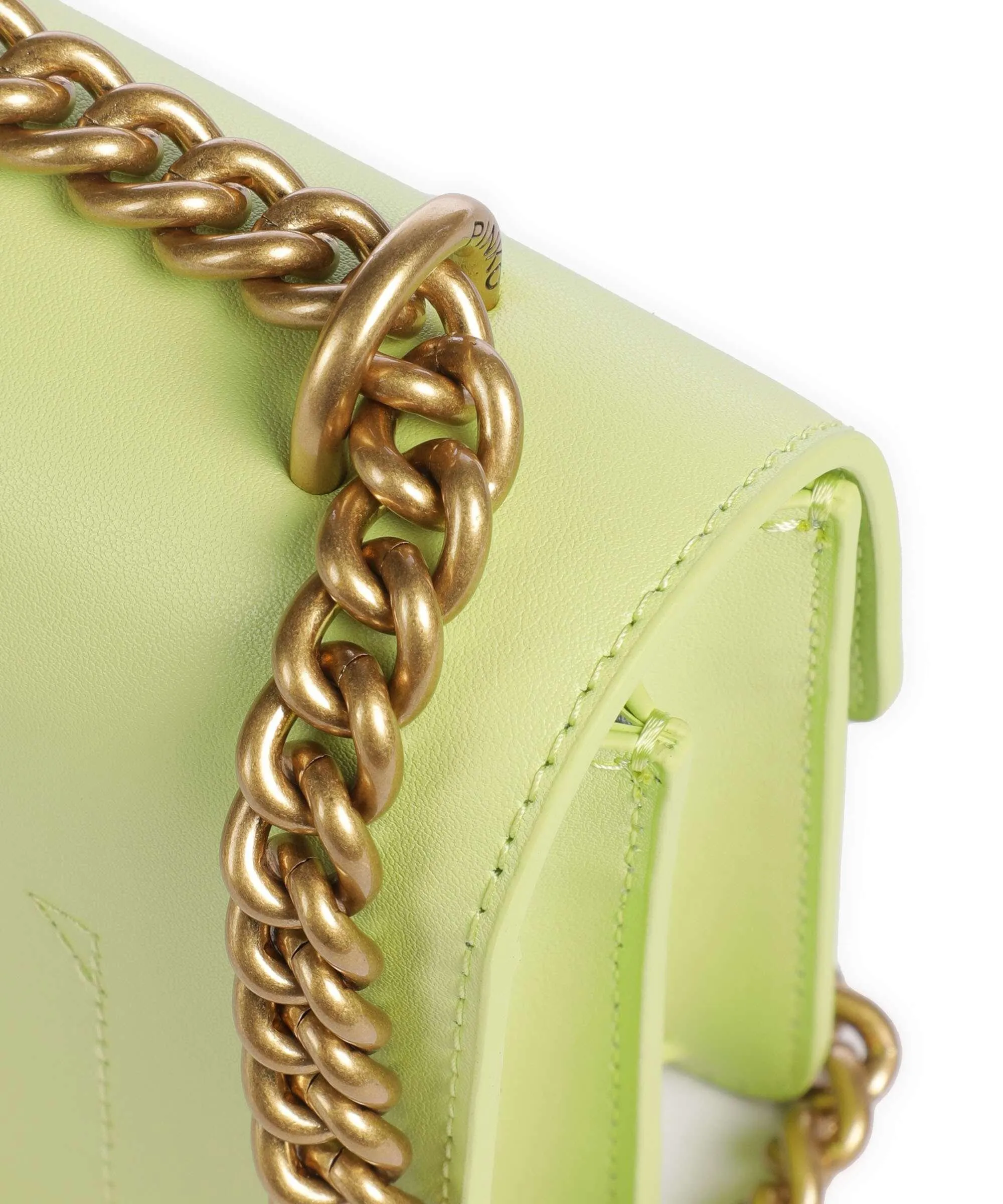 Pinko Love One Mini Borsa a spalla pelle di vacchetta finemente grana verde chiaro  
