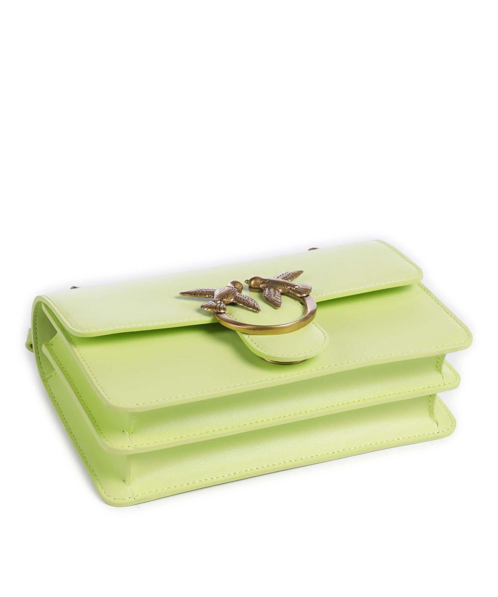  Pinko Love One Mini Borsa a spalla pelle di vacchetta finemente grana verde chiaro  