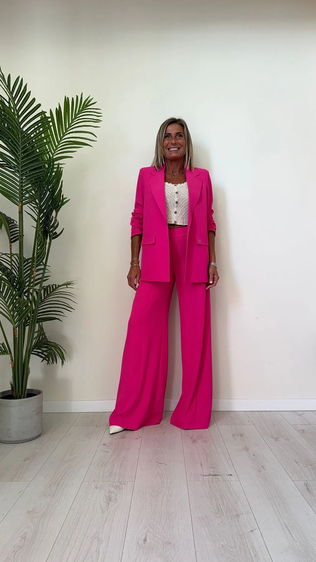 PLEASE - P493PLIRIC - PANTALONE FLUIDO GAMBA DRITTA, VITA ELASTICATA E NERVATURA CENTRALE