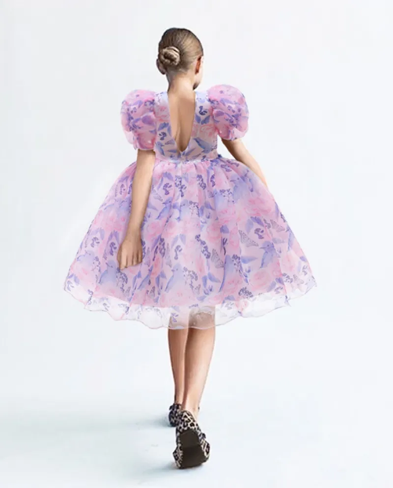 Ragazze White Cake Layers Abiti Kids Pull Sleeve Elegant Party Wedding
