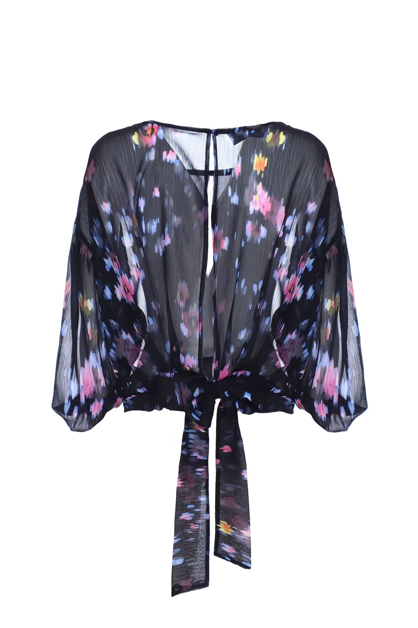 SHORT BLOUSE BOW SMALL FLOWER PATTERN