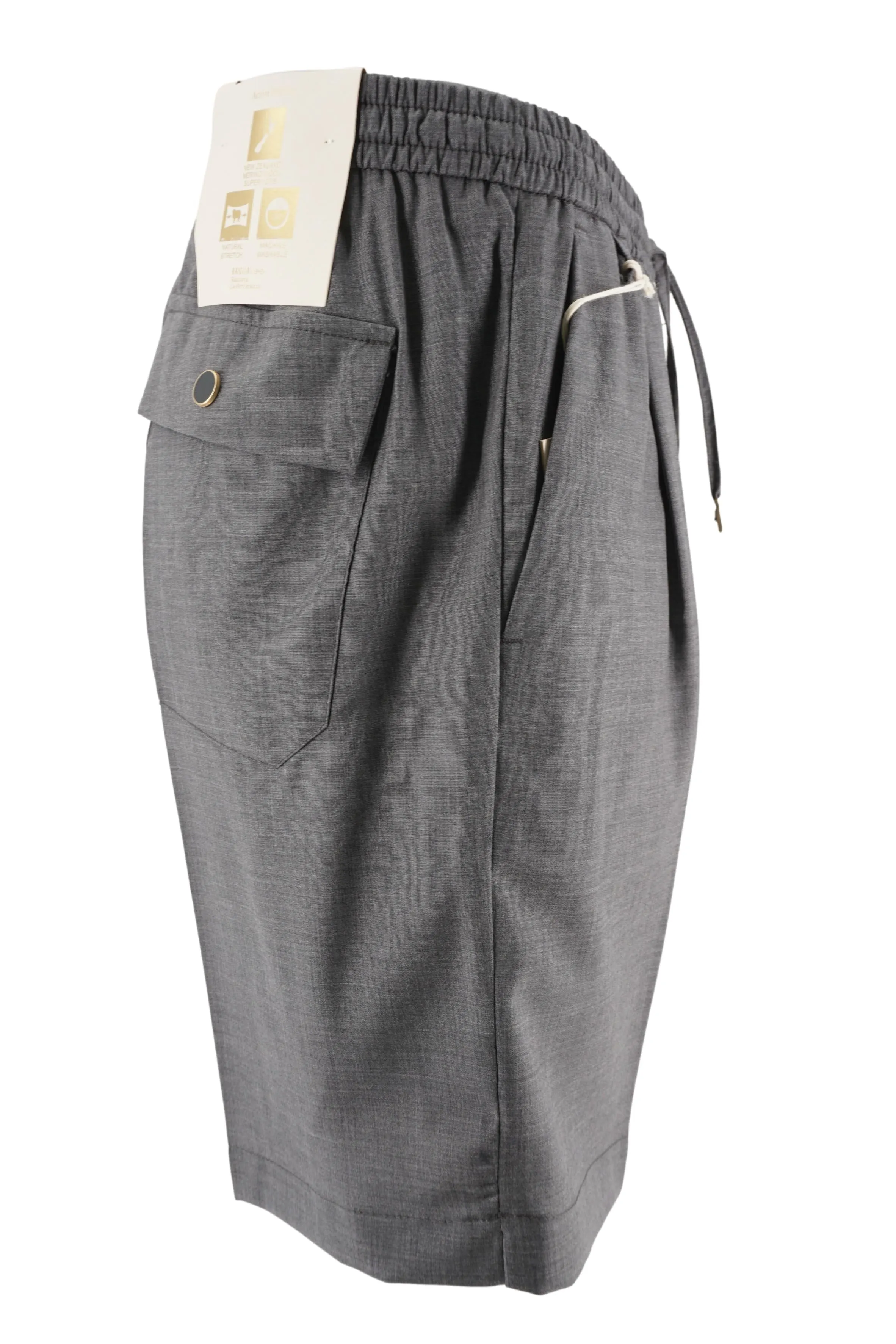 Shorts in Wool Blend and Technical Fabric / Grey