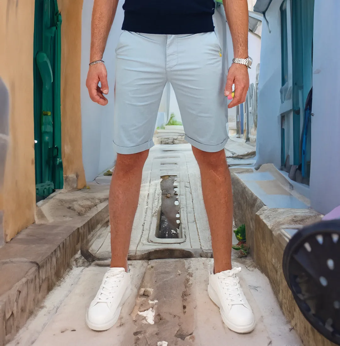 Shorts uomo in cotone colore grigio cielo