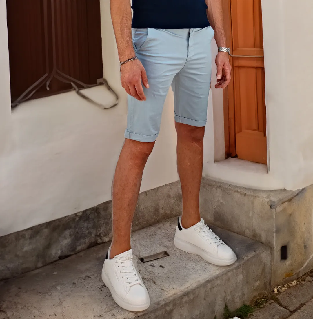 Shorts uomo in cotone colore grigio cielo
