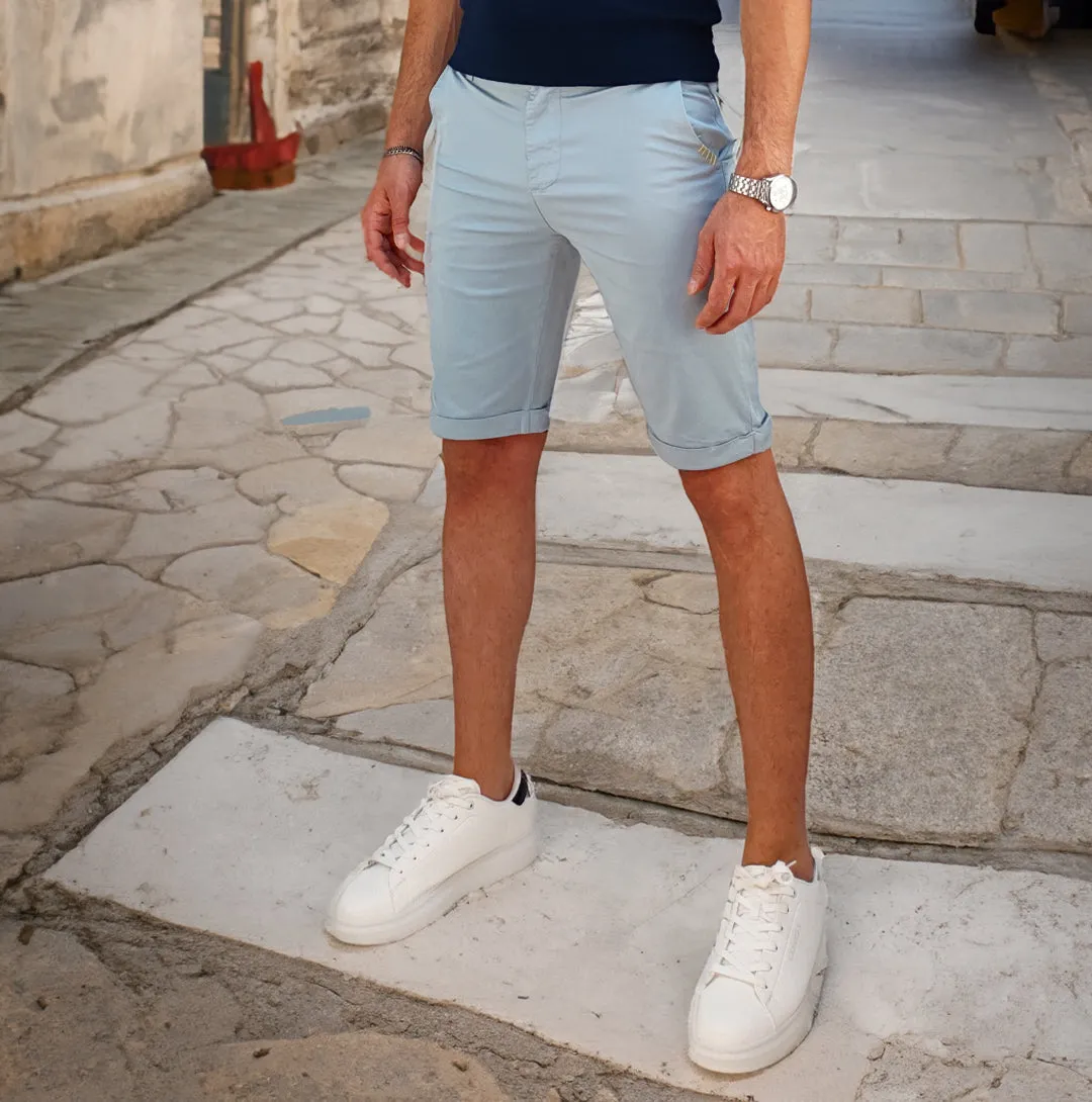 Shorts uomo in cotone colore grigio cielo