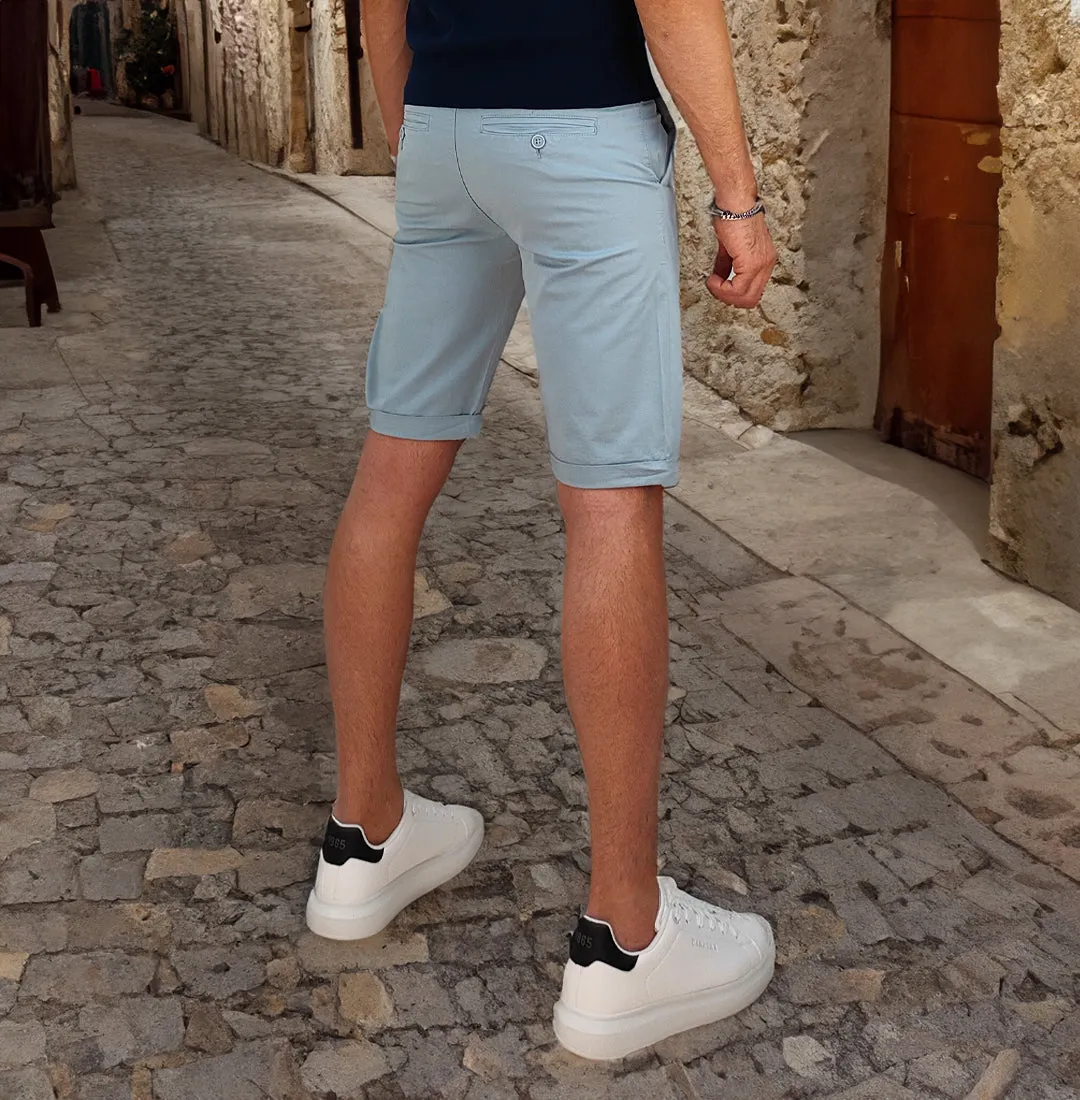 Shorts uomo in cotone colore grigio cielo