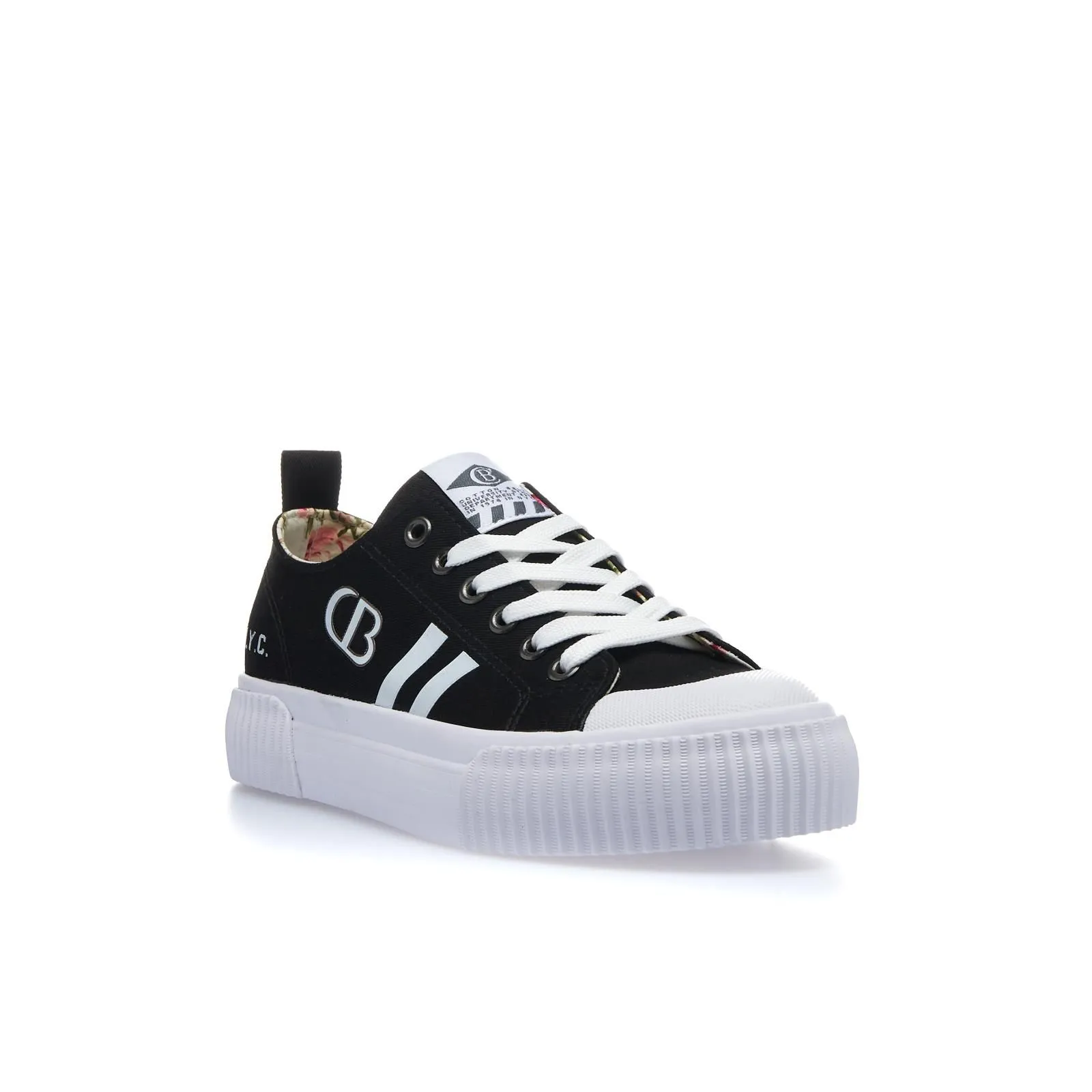 Sneakers nere in tela con logo