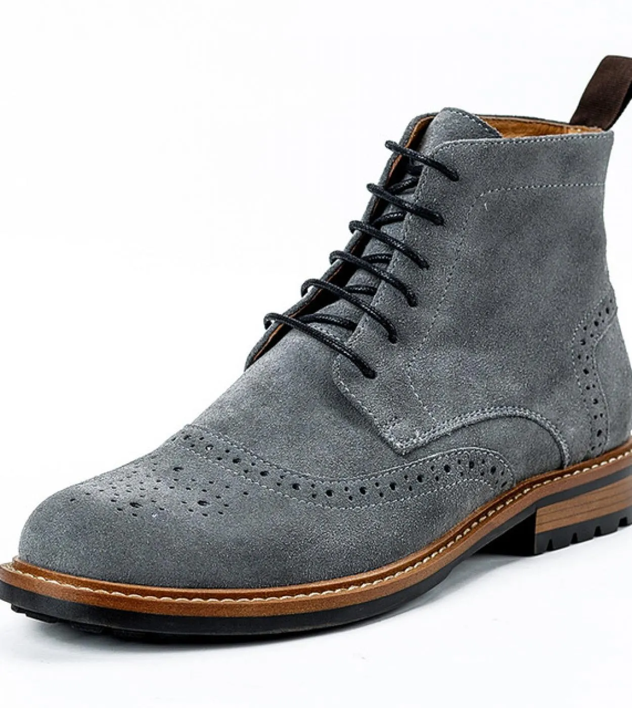 Stivali da uomo in pelle scamosciata di lusso in vera pelle di qualità intagliata alla caviglia con lacci Chelsea Martin Botas F