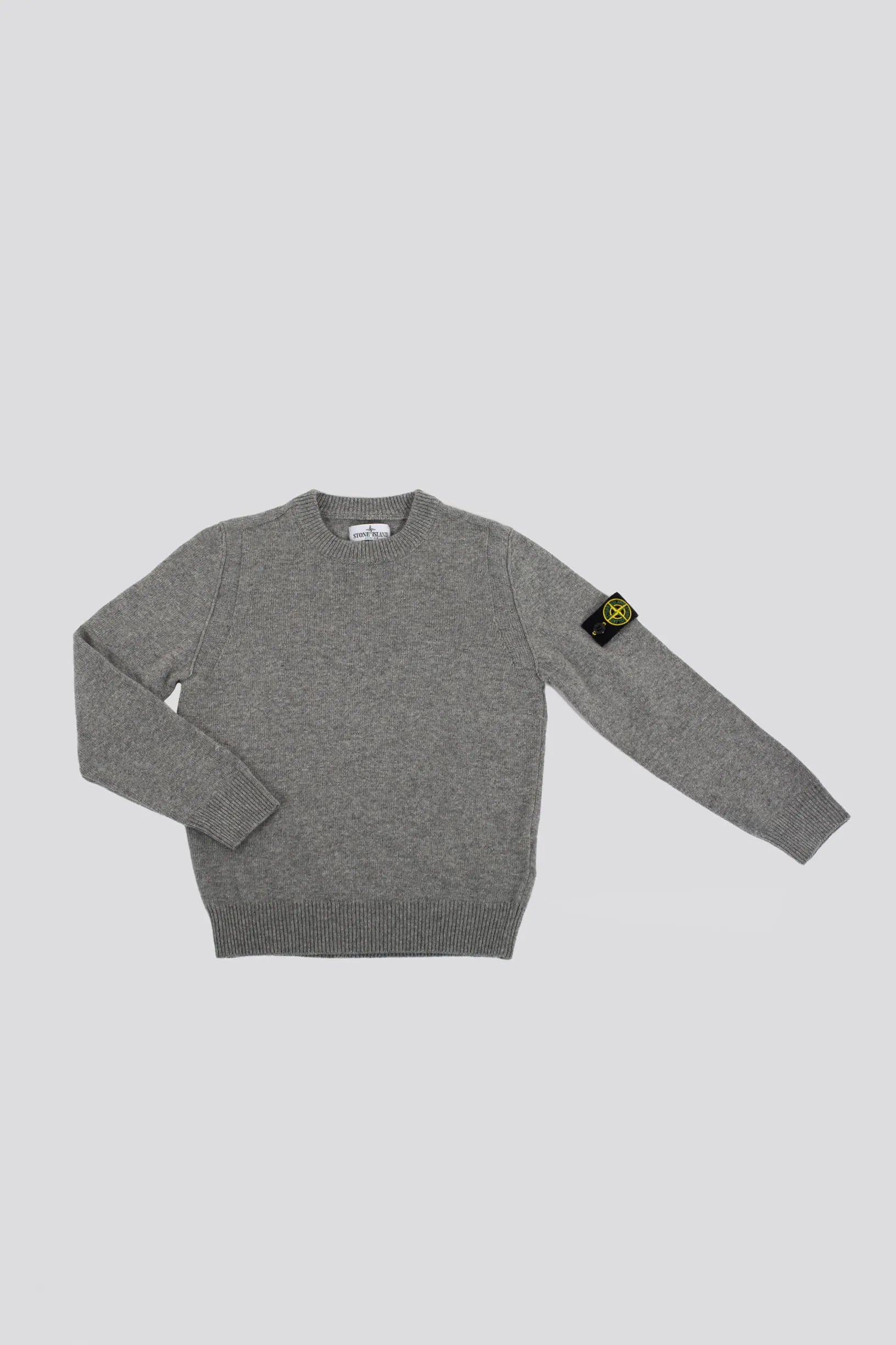 Stone Island Pull Girocollo Misto Cashmere Grigio Bambino