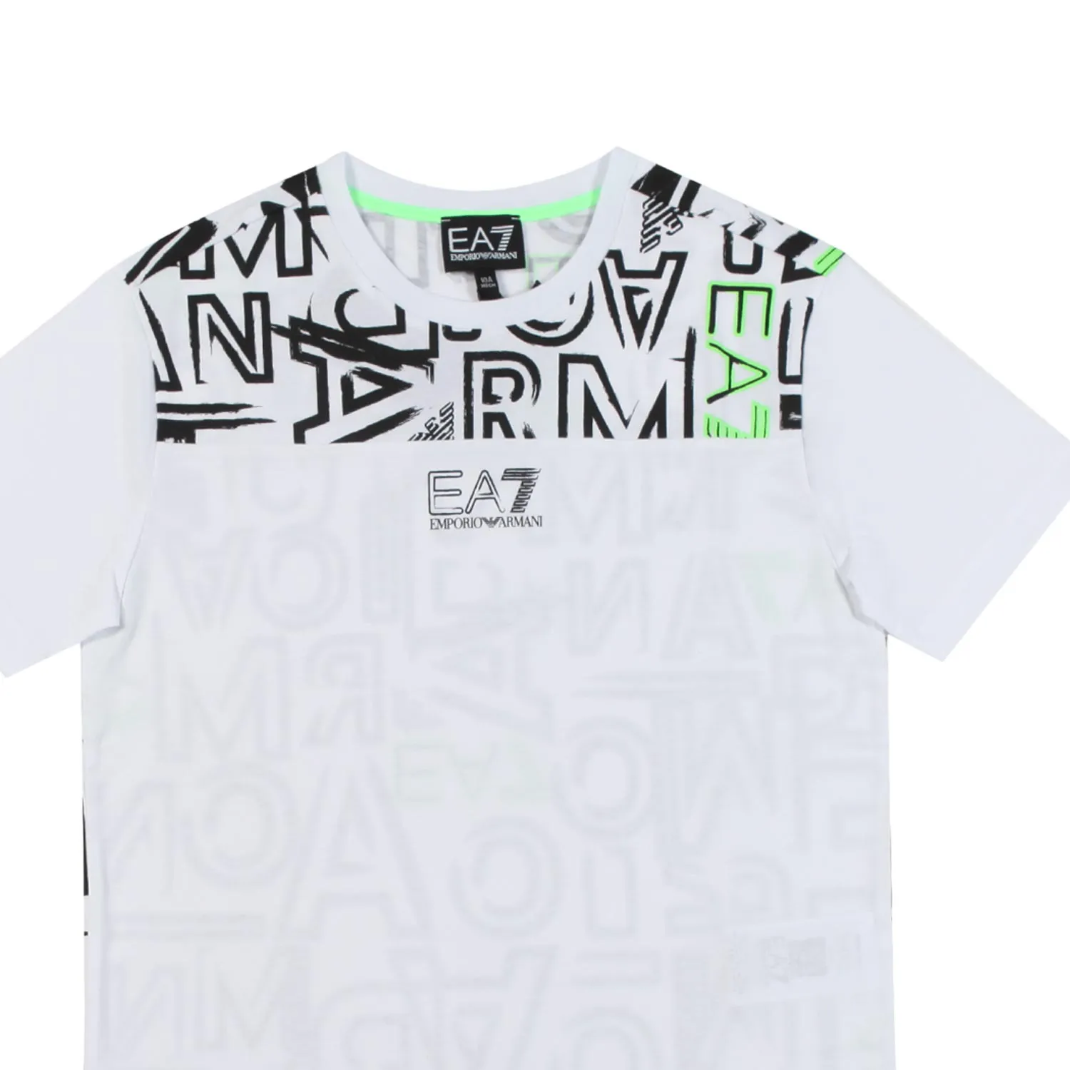 T-Shirt Bianca Con Loghi Ea7 Nero-Verdi