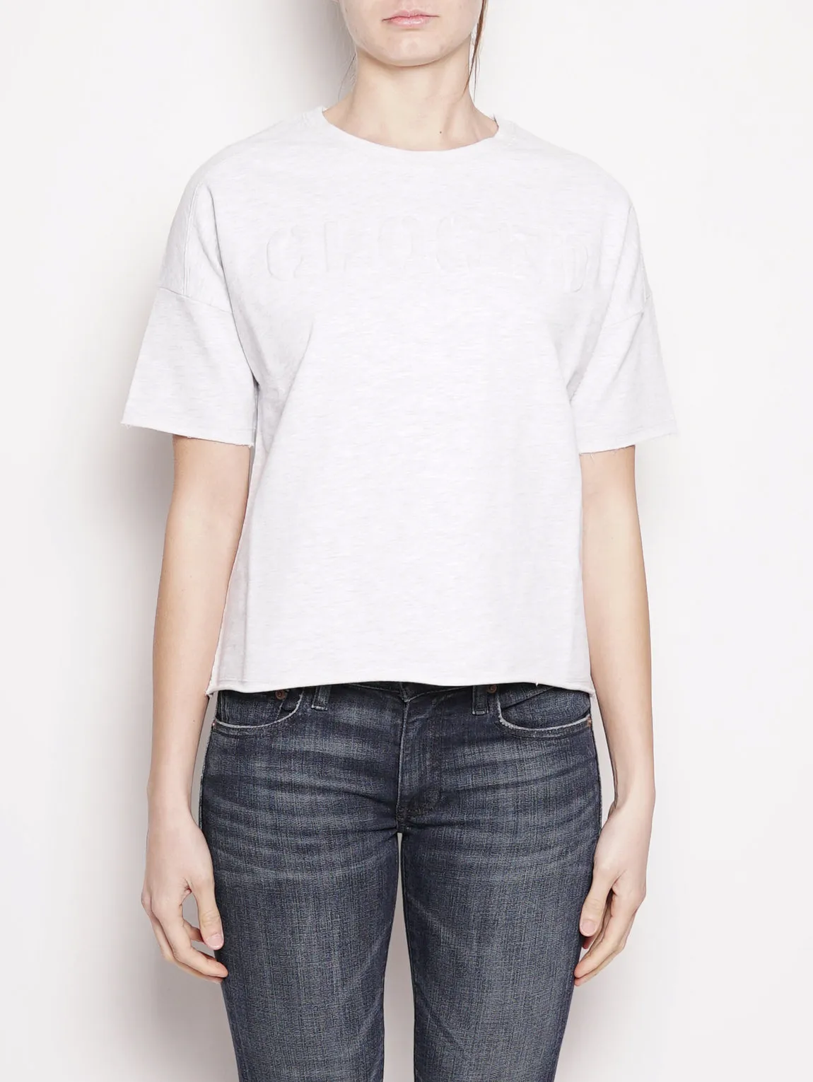 T-shirt con scritta in rilievo Grigio