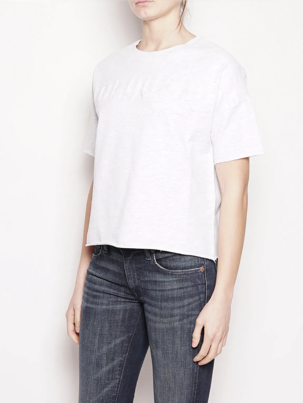 T-shirt con scritta in rilievo Grigio