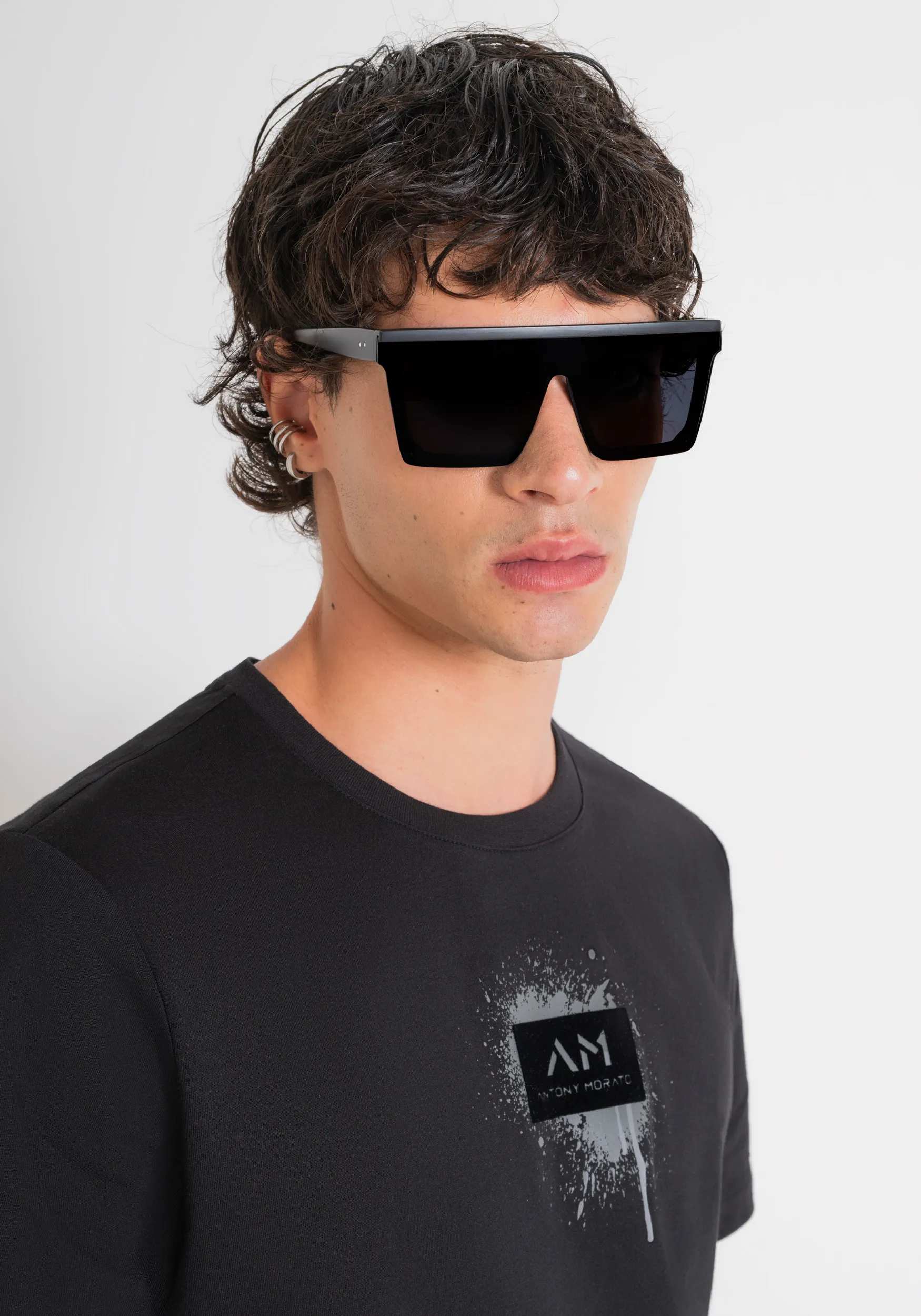 T-SHIRT REGULAR FIT IN JERSEY DI COTONE NERO CON STAMPA STREET