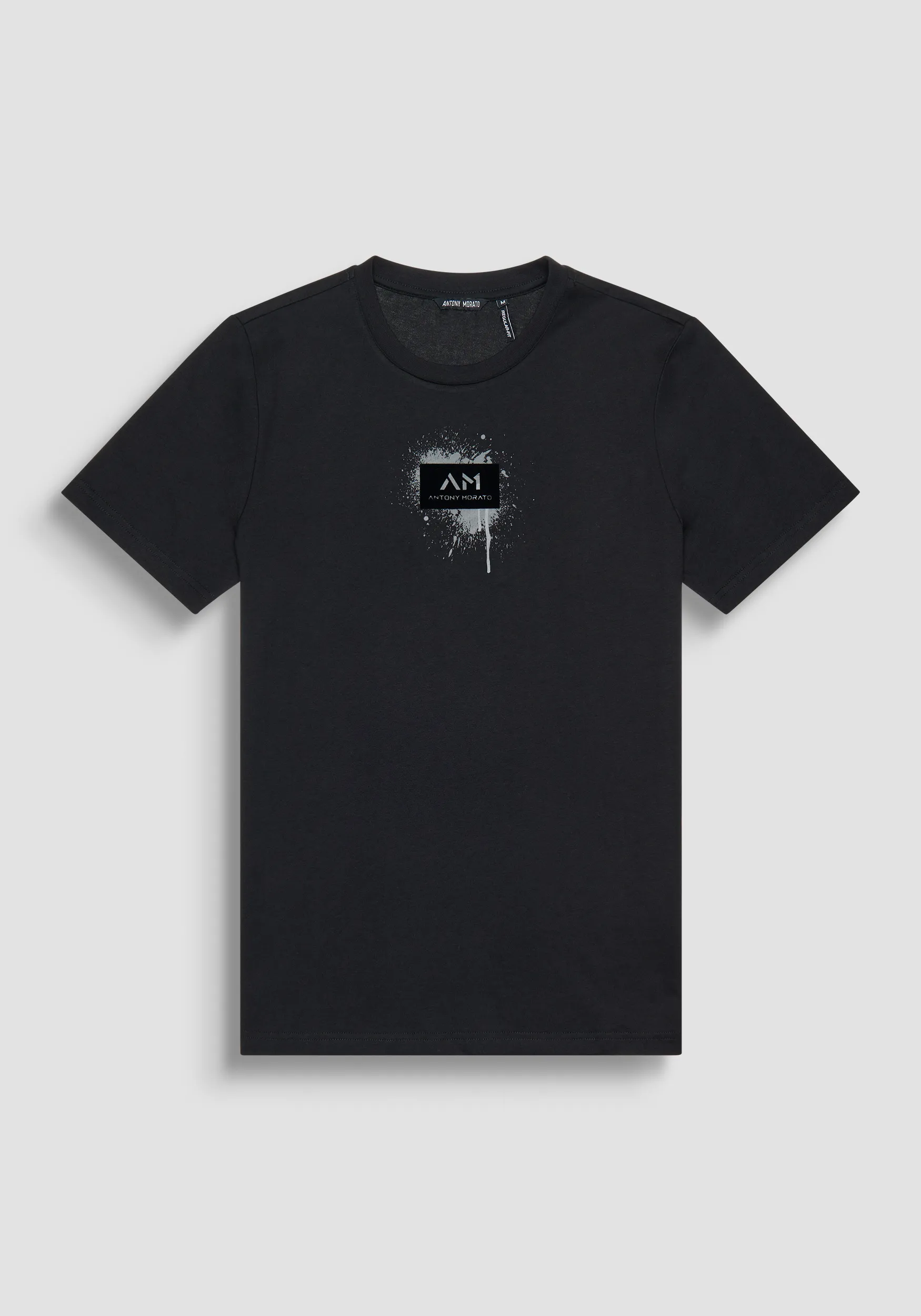 T-SHIRT REGULAR FIT IN JERSEY DI COTONE NERO CON STAMPA STREET