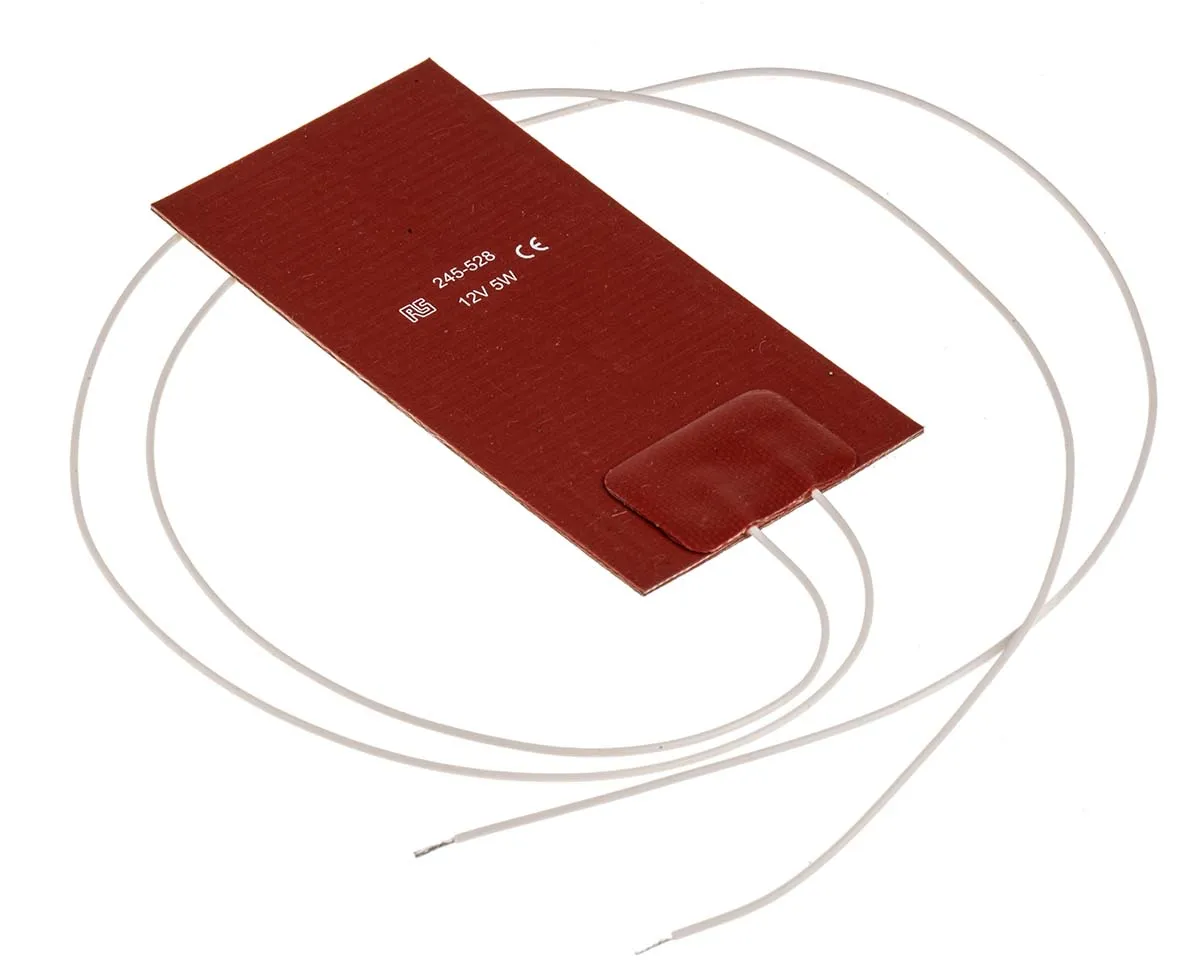 Tappetino riscaldante in silicone RS PRO, 12 V c.c., 5 W, 50 x 100mm, +200°C