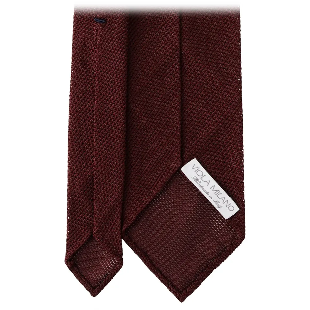 Viola Milano - Grenadine Garza Fina Cravatta 7 Pieghe Sfoderata - Bordeaux - Handmade in Italy - Luxury Exclusive Collection