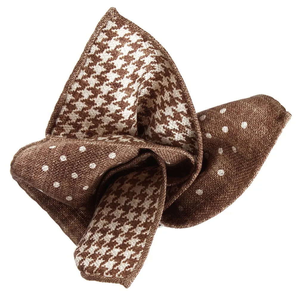 Viola Milano - Pochette in 100% Cashmere Stampato Double Face - Miscela Sabbia - Handmade in Italy - Luxury Exclusive Collection
